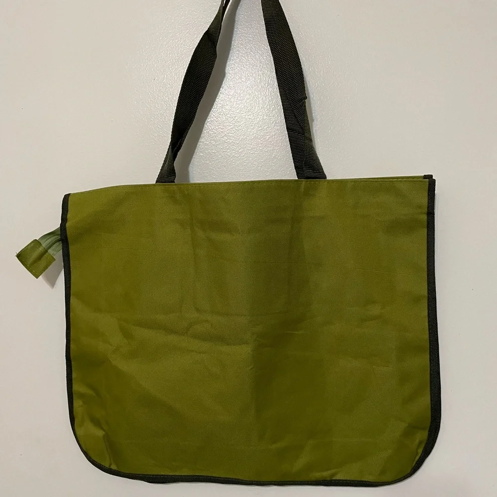 Aruba Avocado Green Embroidered Sea life Large vacation Travel Beach Tote bag